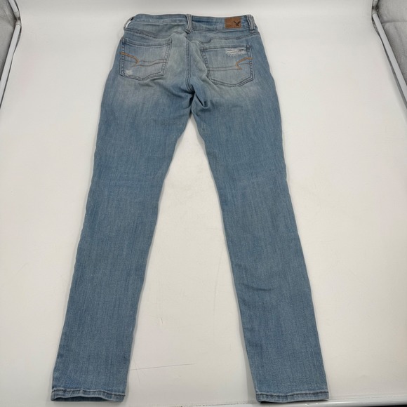 American Eagle Outfitters Women Jegging Light Wash Distressed Denim Jeans Size 4 - Picture 7 of 11